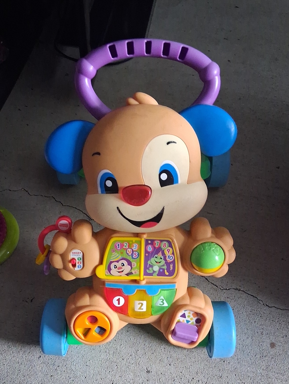 Fisher-Price Purple, Blue & Tan Puppy Push Walker Activity Toy